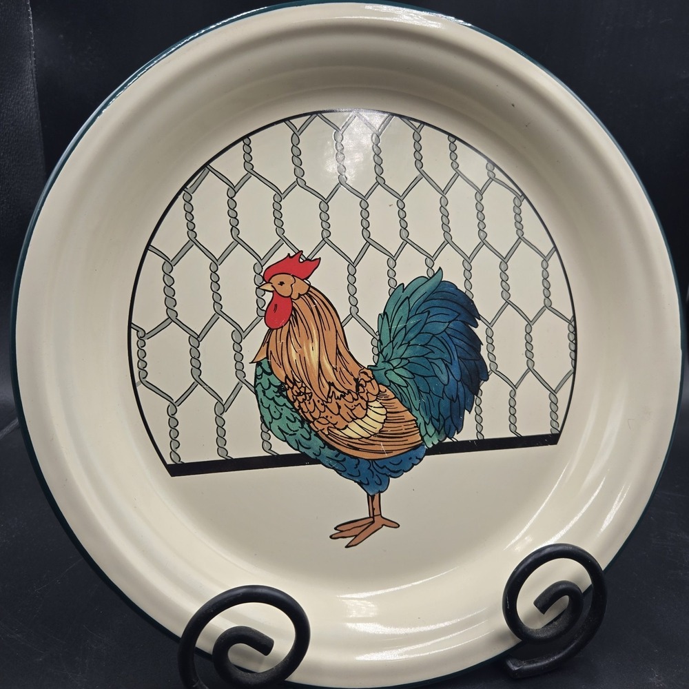 VTG GrannyCore Rooster‎ Serving Tray 12.5" Cottagecore Chicken Cracker Barrel